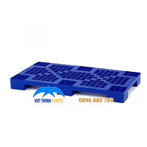Pallet nhựa đơn 327 màu xanh, làm từ nhựa PP chính phẩm