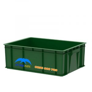 Thùng nhựa sóng bít 670 xanh rêu kích thước 351x265x128 mm