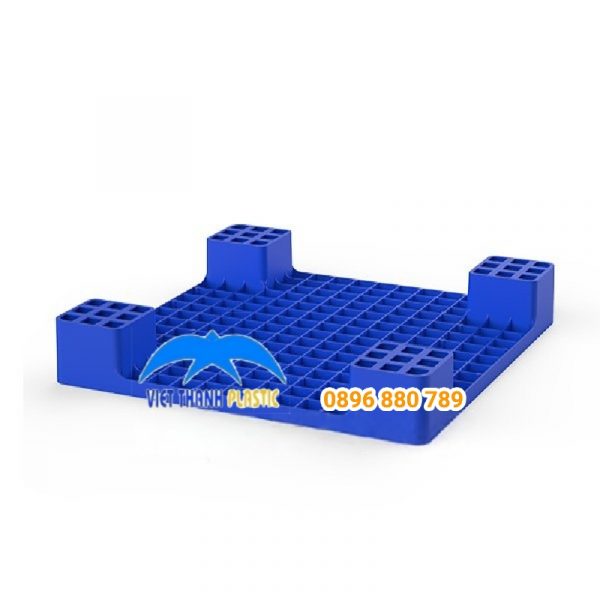 Mặt Dưới Pallet Nhựa Vuông 594 Màu Xanh HDPE 600x600x100 mm