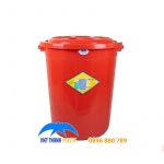 Thùng nhựa 160L màu đỏ có nắp, nhựa PP bền đẹp, an toàn