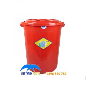 Thùng nhựa 160L màu đỏ có nắp, nhựa PP bền đẹp, an toàn