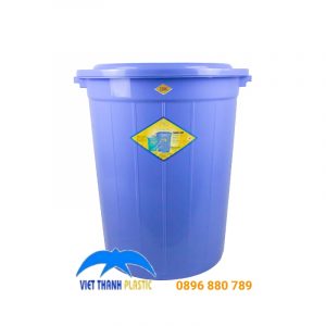 Thùng nhựa 220L màu tím có nắp, nhựa PP bền đẹp, an toàn