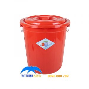 Thùng nhựa 70L có nắp màu đỏ bền đẹp