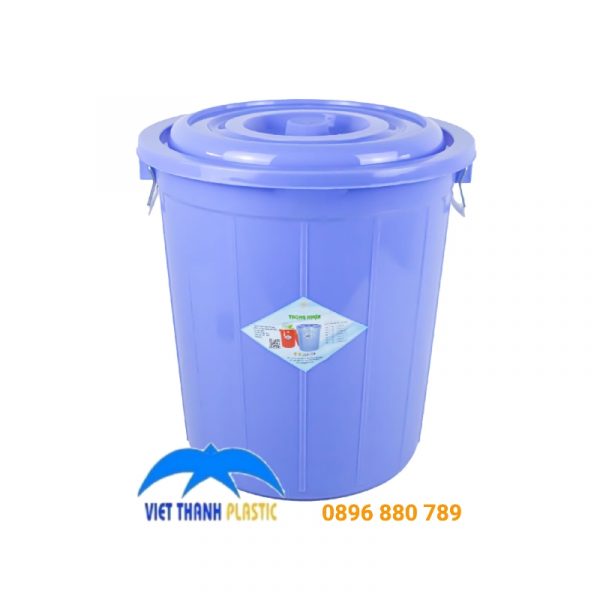 Thùng nhựa 70L có nắp màu tím bền đẹp