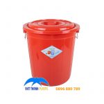 Thùng nhựa 90L có nắp màu đỏ PP bền đẹp