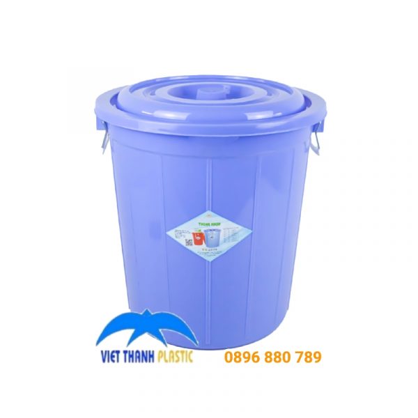 Thùng nhựa 90L có nắp màu tím PP bền đẹp