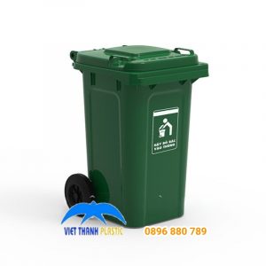 Thùng rác nhựa 85L nắp kín có bánh xe