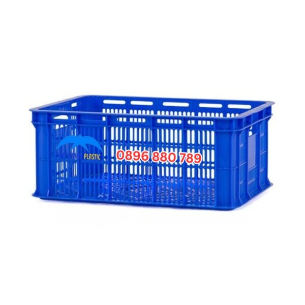 Sóng hở 2T1 nhựa HDPE màu xanh dương kích thước 530×370×210mm