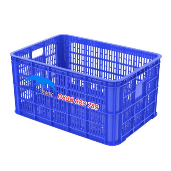 Sọt nhựa 3T1 màu xanh dương HDPE cao 31cm