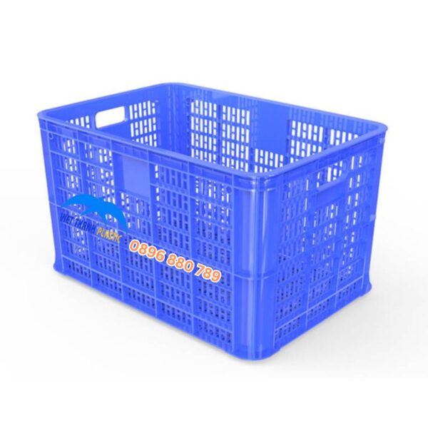 Sọt nhựa 3T9 màu xanh dương HDPE cao 38cm