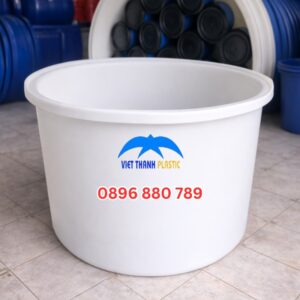 Thùng nhựa tròn 1000L màu trắng HDPE dung tích lớn đựng nước và hóa chất