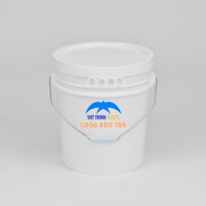 Thùng sơn 22 lít VT24S trụ tròn nắp kín quai sắt màu trắng