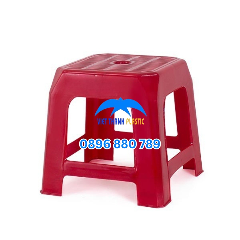 Ghế nhựa lùn 224 (Kích thước: 280x280x265mm) Ghế nhựa lùn 224 màu đỏ chính hãng Nhựa Việt Thành chất liệu PP cao cấp