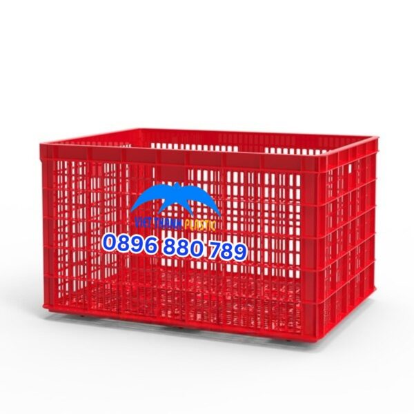 sọt nhựa 26 bánh xe màu đỏ HDPE kích thước 1180x880x689mm