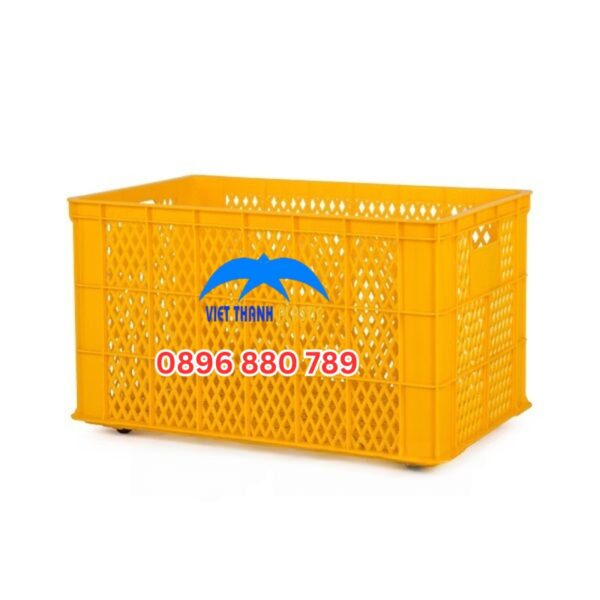 sọt nhựa 5 bánh xe màu vàng HDPE dùng chứa hàng công nghiệp