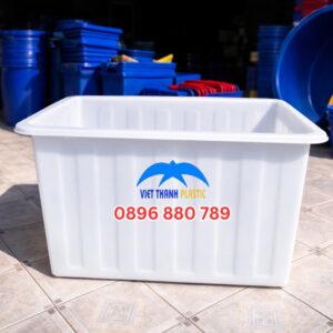 Thùng nhựa chữ nhật 1000 lít màu trắng HDPE dung tích lớn