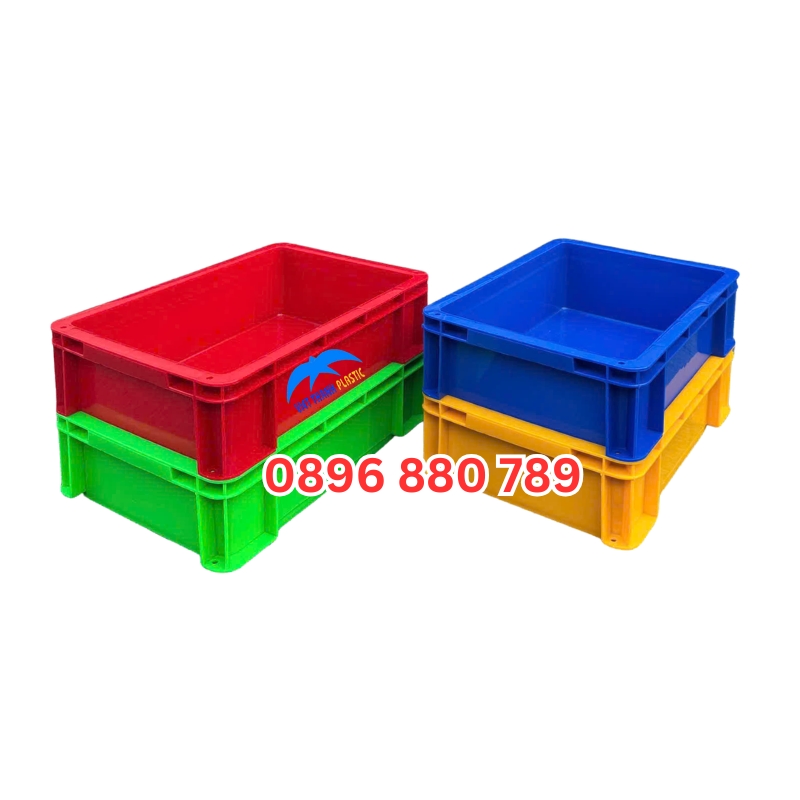 Thùng nhựa B7 HDPE nguyên sinh Thùng nhựa B7 công nghiệp kích thước 370x280x125 mm chuyên dùng phân loại linh kiện cho nhà máy và kho xưởng.