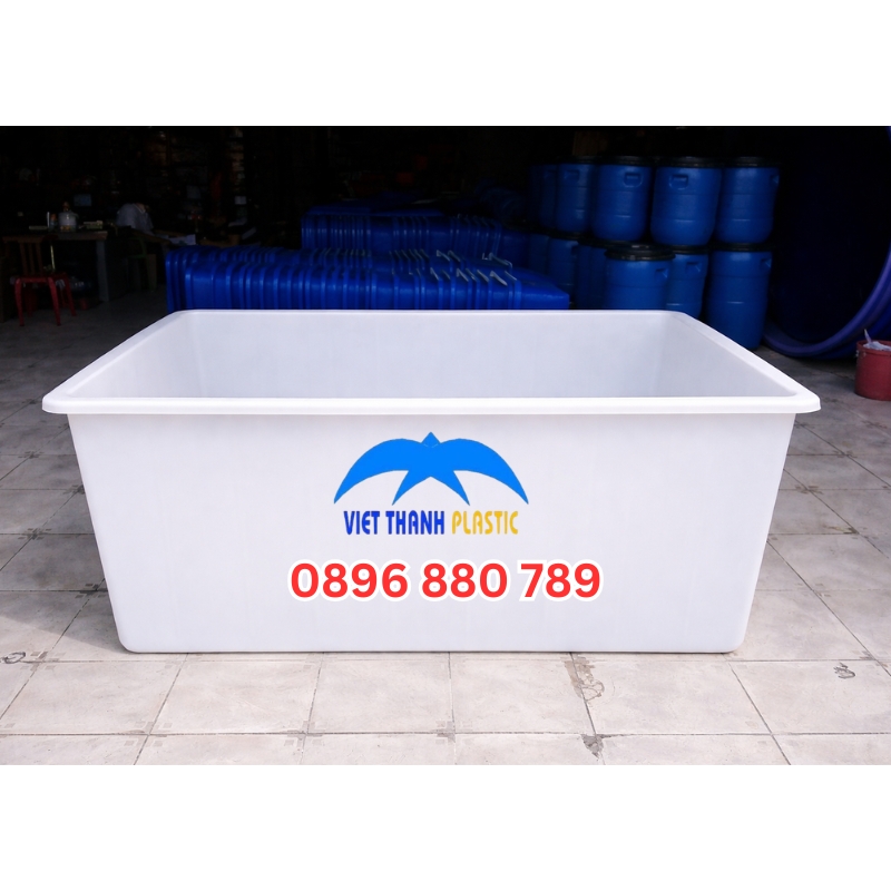 Thùng chữ nhật 1800L trắng nhựa HDPE công nghiệp Thùng nhựa chữ nhật 1800 lít màu trắng HDPE dung tích lớn
